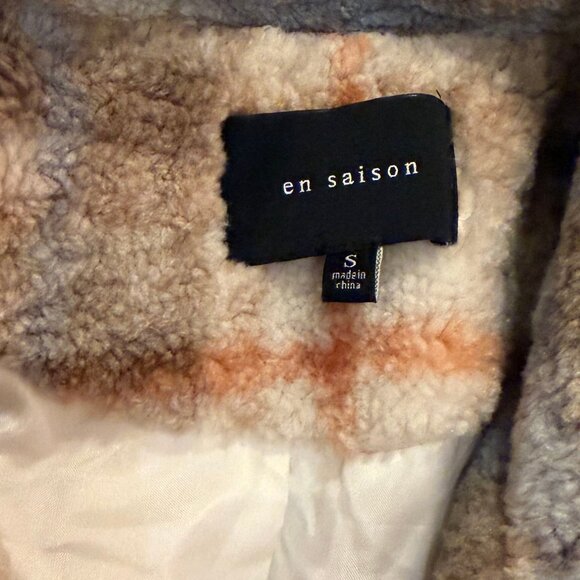EN SAISON Plaid Faux Shearling Jacket In Multi Size Small - Picture 7 of 8